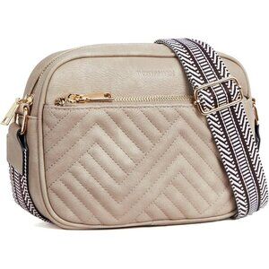 Women Grey White Imported Vegan Leather Quilted Small Shoulder Crossbody Handbag